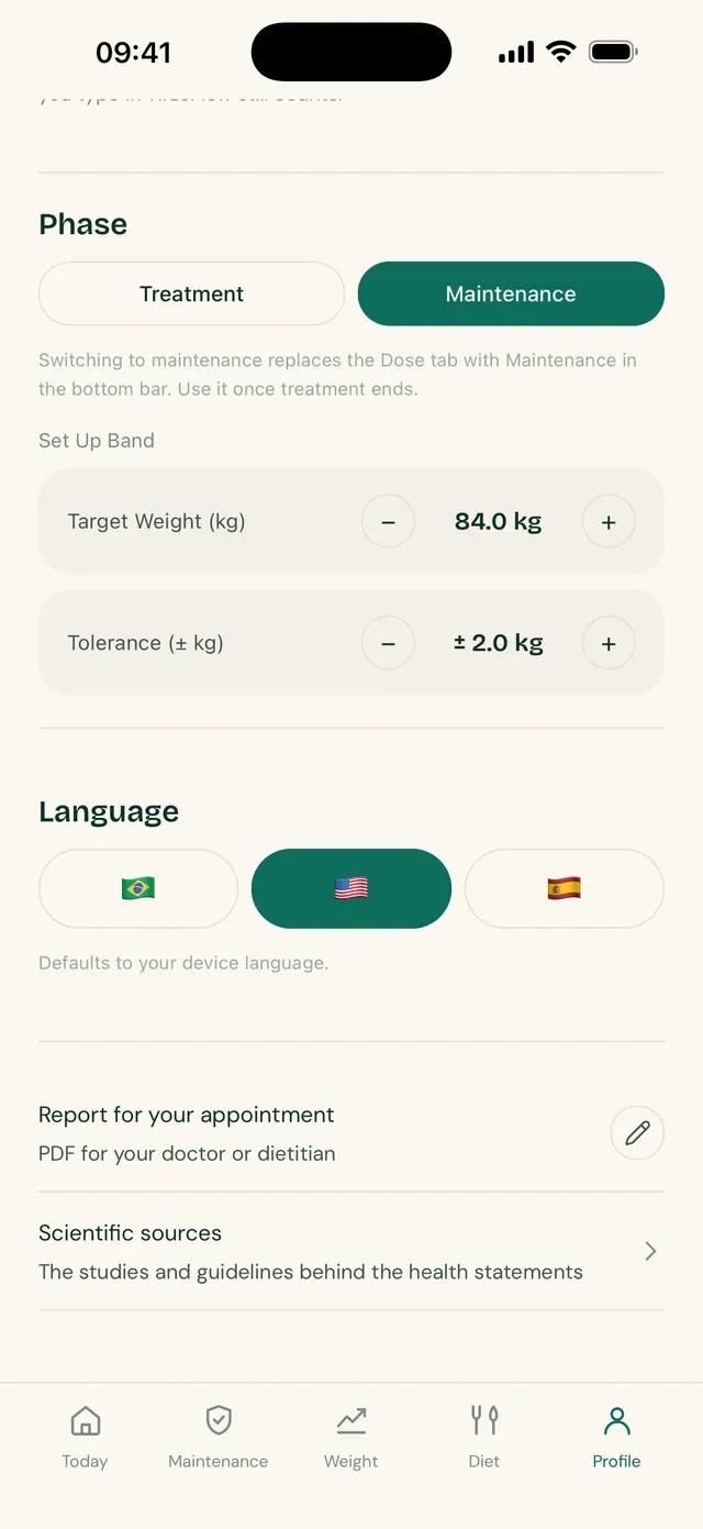 TirzeFlow Profile screen